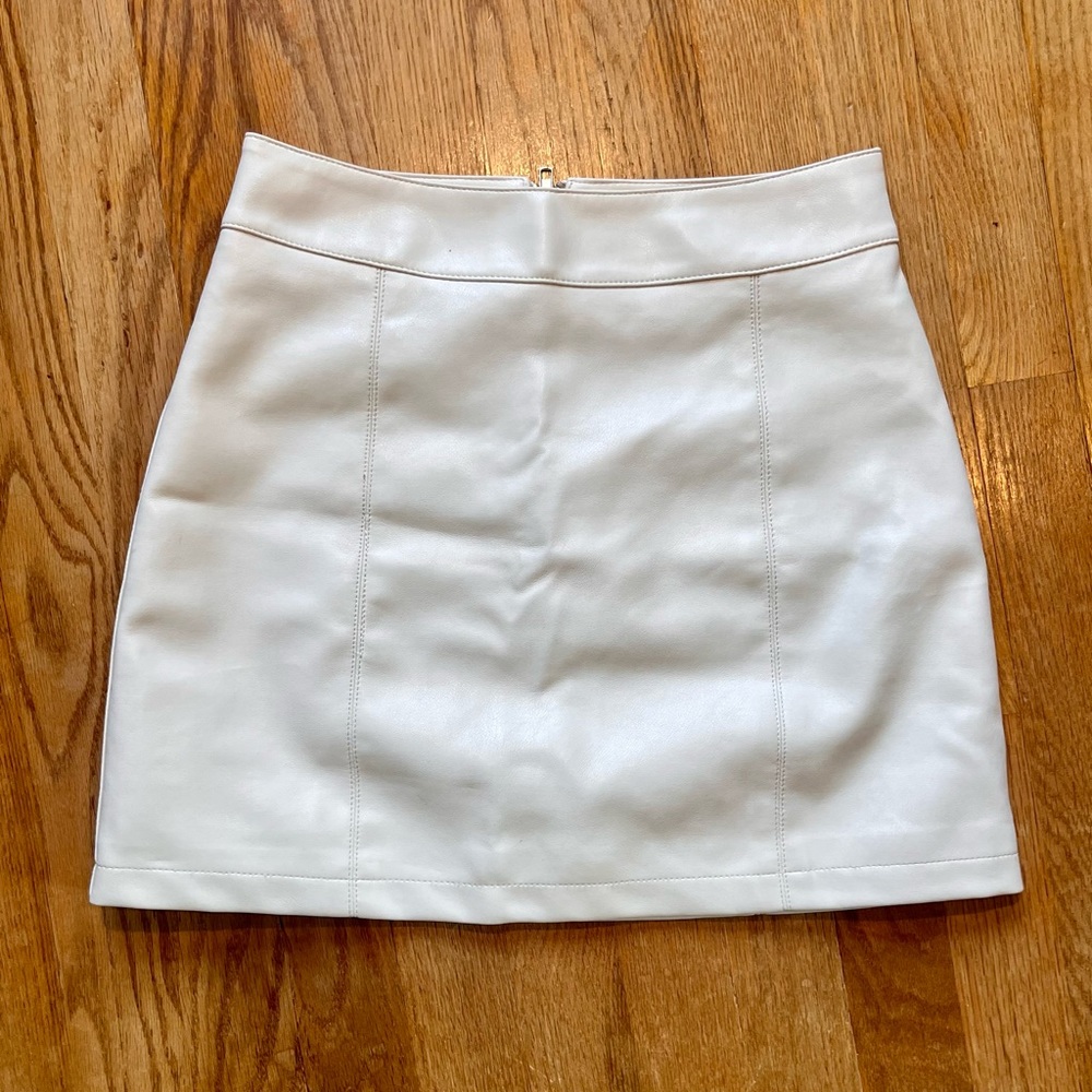 White faux leather mini skirt